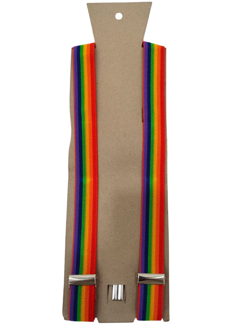 BookMyCostume Adjustable Elastic Y-Back Style Unisex Rainbow Suspender for Adults – Fancy Dress Costume Accessory with Strong Metal Clips